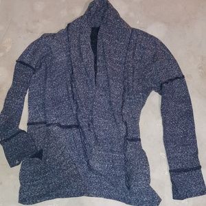 Roots asymmetrical. blue/grey open cardigan with pockets and thumb holes